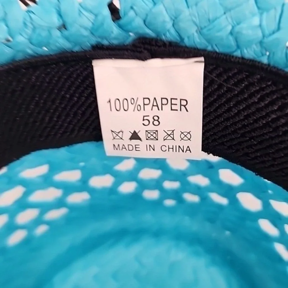 Turquoise Straw Cowboy Hat with Beaded Band Western Cowgirl NWT